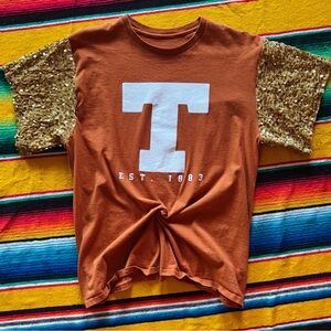 University of Texas Sequin Sleeve Tee